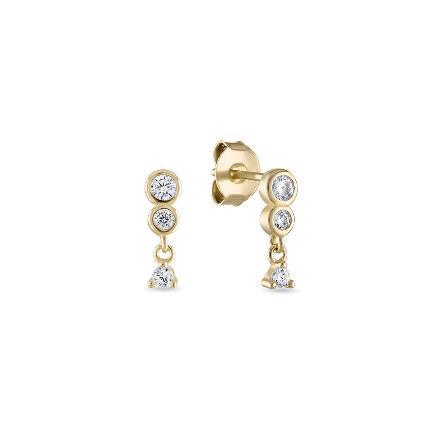 Vermeil cz Bezel Diamond Dangle Stud Earring