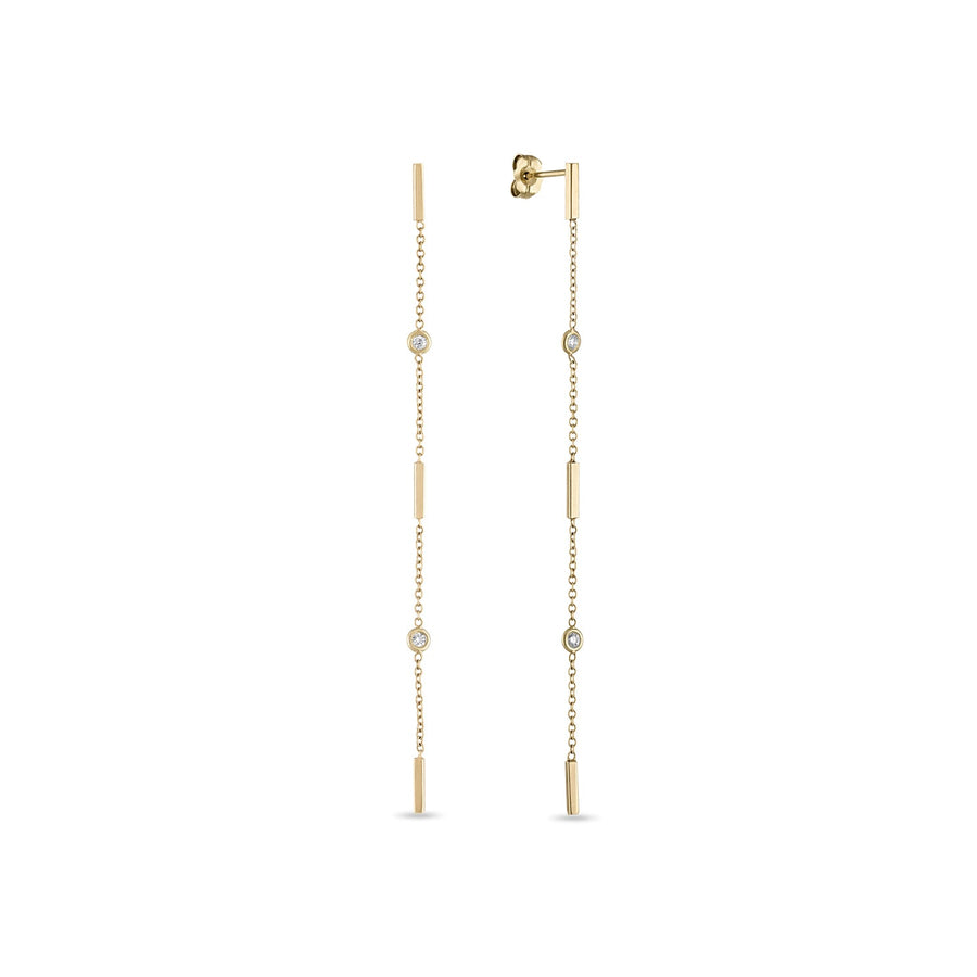 Fine Floating Diamond & Bar Drop Earrings