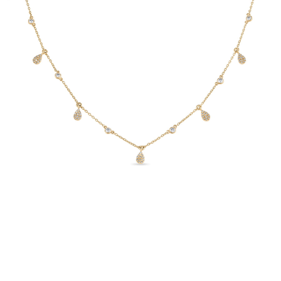 Fine Diamond Bezel & Pave Dangle Teardrop Necklace
